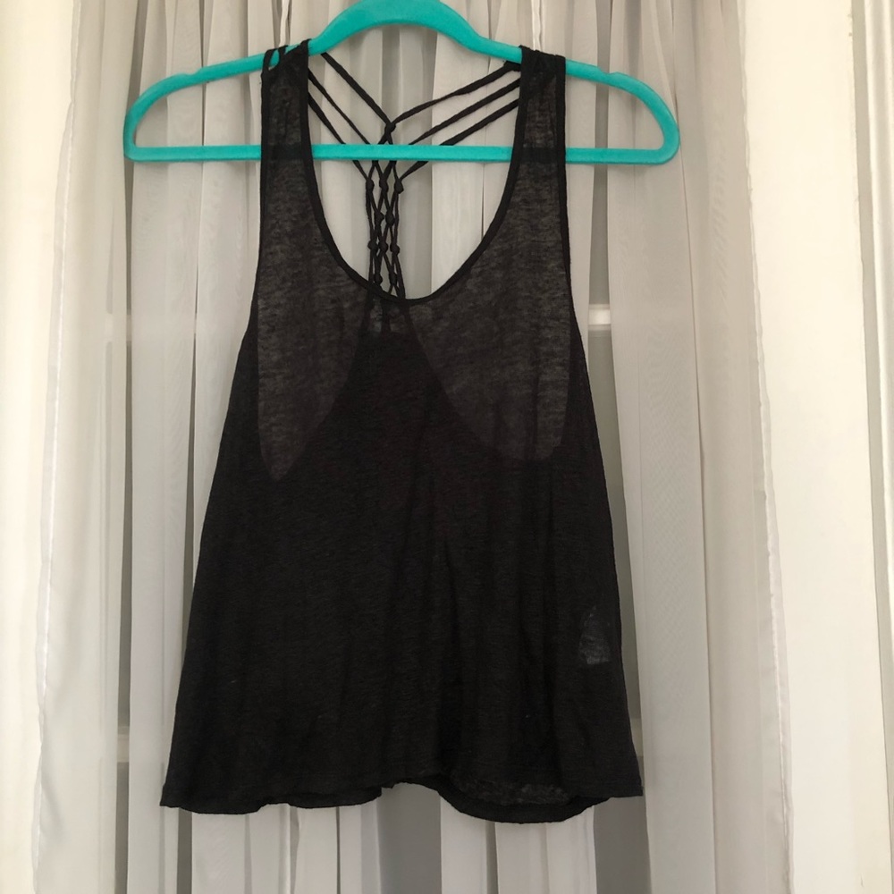 Black Tank with Woven Back